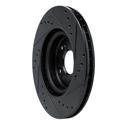 R1 Concepts R1 12-16 Honda CR-V Front Left Drilled & Slotted Black Brake Rotor