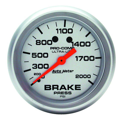 AutoMeter Gauge Brake Pressure 2-5/8in. 2000PSI Mechanical Ultra-Lite