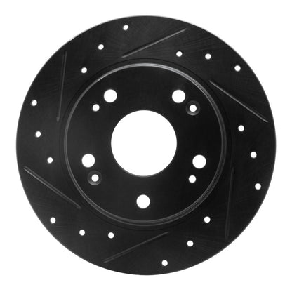 R1 Concepts R1 11-15 Honda CR-Z Rear Left Drilled & Slotted Black Brake Rotor