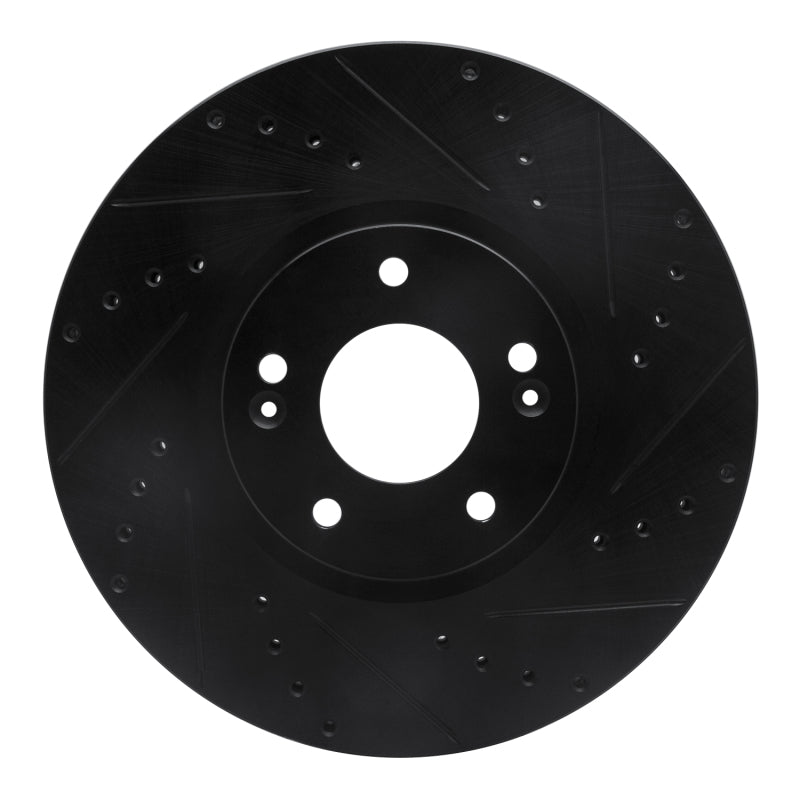 R1 Concepts R1 07-12 Hyundai Veracruz Front Right Drilled & Slotted Black Brake Rotor