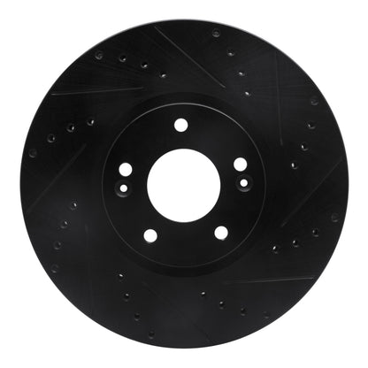 R1 Concepts R1 07-12 Hyundai Veracruz Front Right Drilled & Slotted Black Brake Rotor