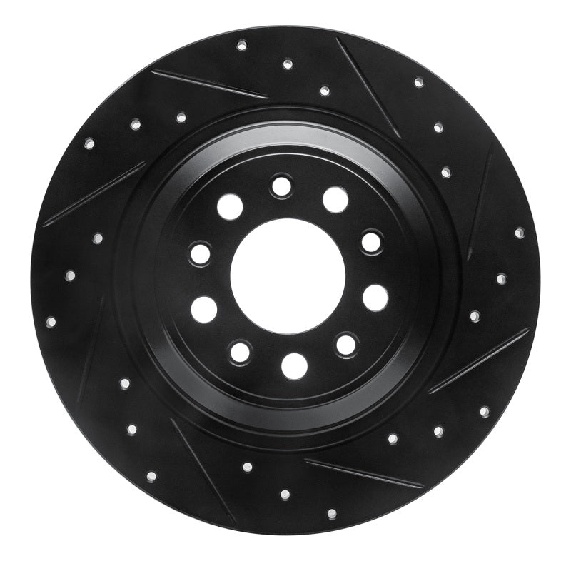 R1 Concepts R1 14-23 Jeep Cherokee Rear Right Drilled & Slotted Black Brake Rotor