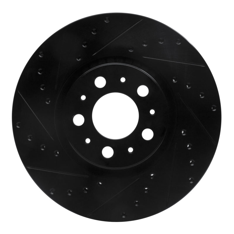 R1 Concepts R1 03-09 Volvo S60 Front Left Drilled & Slotted Black Brake Rotor