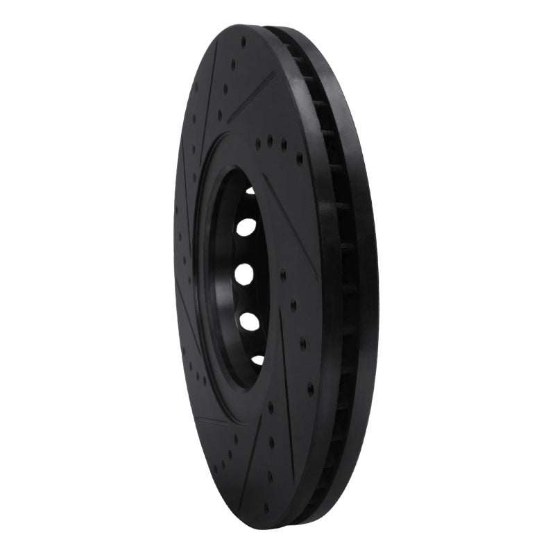 R1 Concepts R1 00-03 Audi A8 Front Right Drilled & Slotted Black Brake Rotor