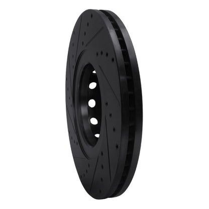 R1 Concepts R1 00-03 Audi A8 Front Right Drilled & Slotted Black Brake Rotor