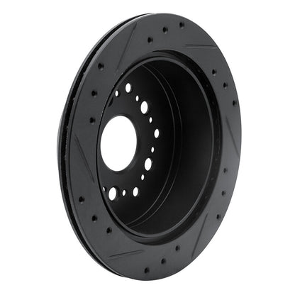 R1 Concepts R1 92-98 Lexus SC300 Rear Right Drilled & Slotted Black Brake Rotor
