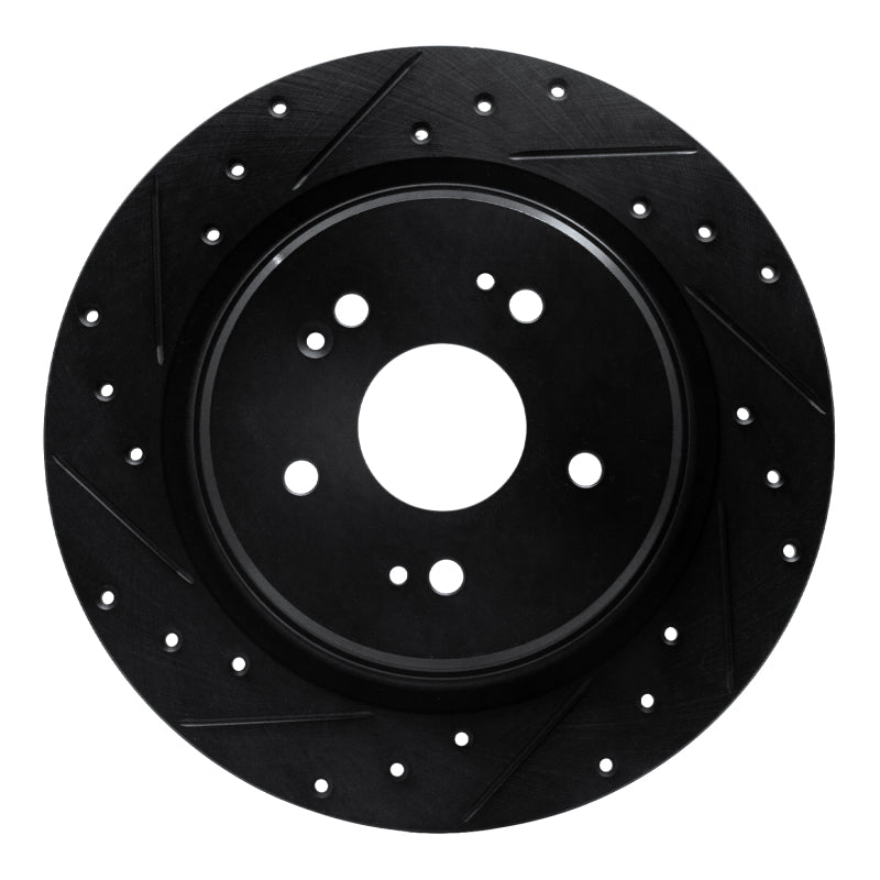 R1 Concepts R1 15-25 Acura TLX Rear Left Drilled & Slotted Black Brake Rotor