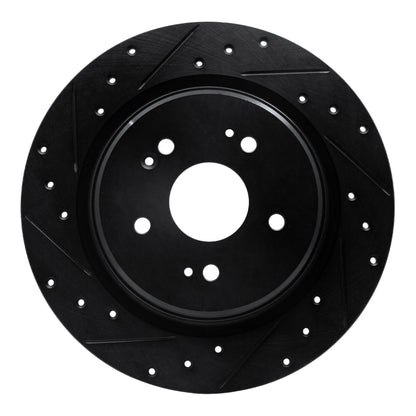 R1 Concepts R1 15-25 Acura TLX Rear Left Drilled & Slotted Black Brake Rotor