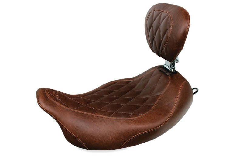 Mustang Motorcycle Mustang 2008-17 Harley Rd King,06-07 Str Glide,00-05 Eagle Wide Tripper Solo Seat - Brown