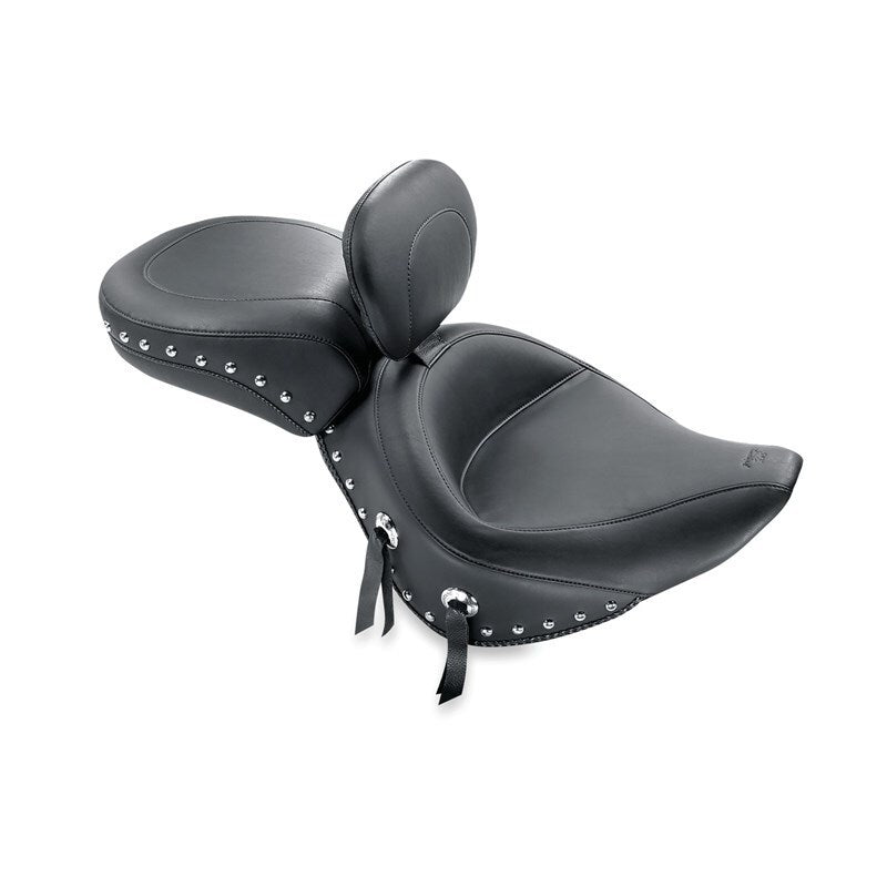 Mustang Motorcycle Mustang 00-15 Harley Softail Std Rear Tire Wide Touring Solo Seat w/Driver Backrest w/Studs - Black