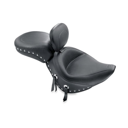 Mustang Motorcycle Mustang 00-15 Harley Softail Std Rear Tire Wide Touring Solo Seat w/Driver Backrest w/Studs - Black
