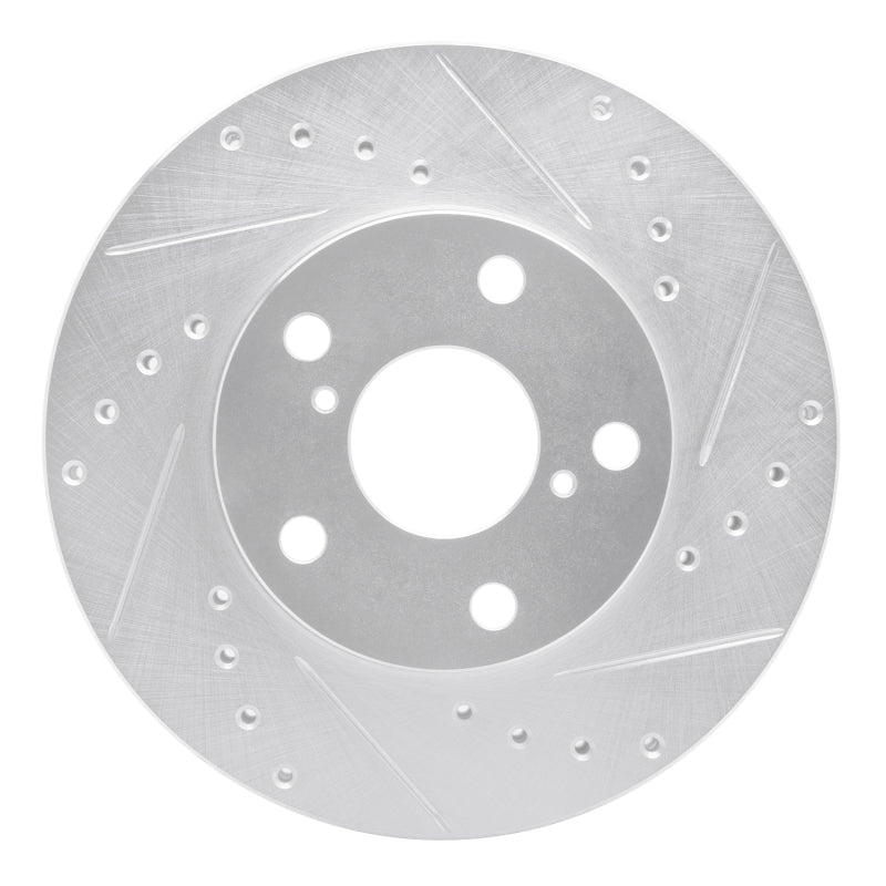 R1 Concepts R1 92-98 Lexus SC300 Front Right Drilled & Slotted Silver Brake Rotor
