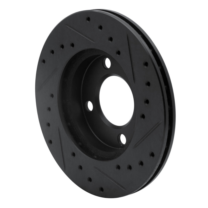 R1 Concepts R1 80-08 Audi 4000 Front Left Drilled & Slotted Black Brake Rotor