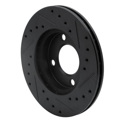 R1 Concepts R1 80-08 Audi 4000 Front Left Drilled & Slotted Black Brake Rotor