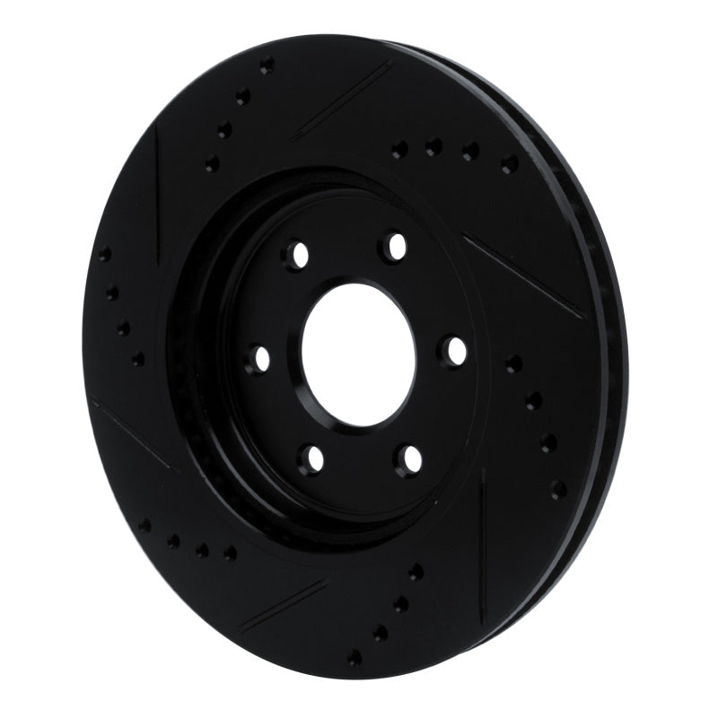 R1 Concepts R1 05-25 Nissan Xterra Front Right Drilled & Slotted Black Brake Rotor