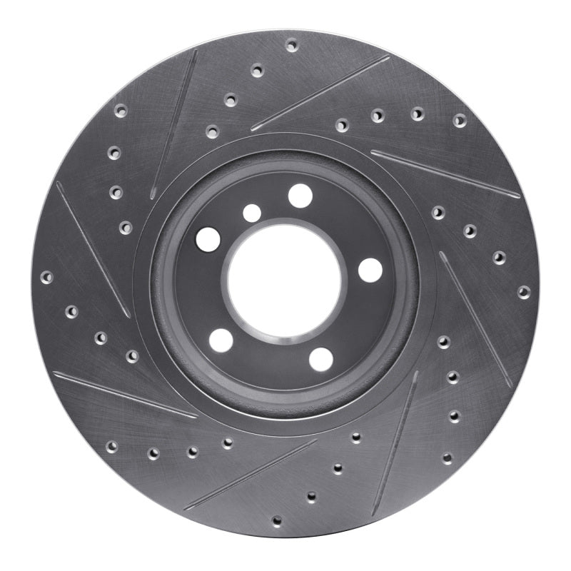 R1 Concepts R1 12-18 BMW 330e Front Right Drilled & Slotted Silver Brake Rotor