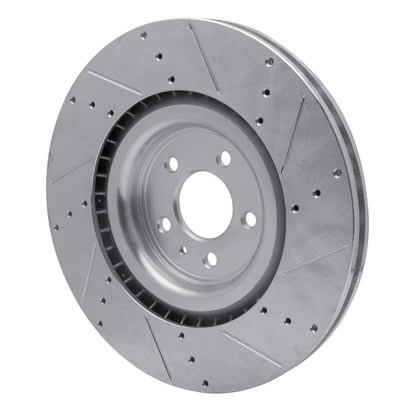 R1 Concepts R1 13-14 Ford Mustang Front Left Drilled & Slotted Silver Brake Rotor