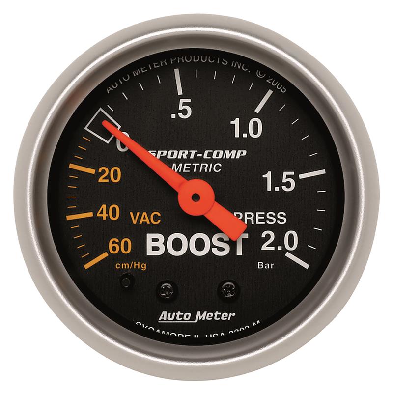 Autometer Sport-Comp 52mm 60cm/HG -2.0 Bar Mechanical Boost Gauge