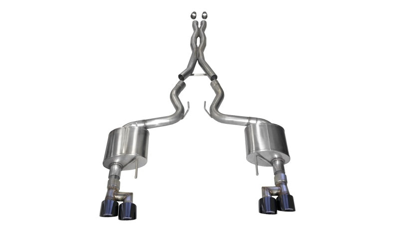 CORSA Performance Corsa 18-23 Ford Mustang 5.0L V8 3in Sport Cat-Back Dual Rear Exit w/ 4in Black PVD Pro-Series Tips