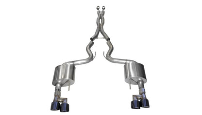 CORSA Performance Corsa 18-23 Ford Mustang 5.0L V8 3in Sport Cat-Back Dual Rear Exit w/ 4in Black PVD Pro-Series Tips