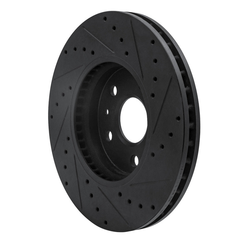 R1 Concepts R1 2008-2014 Cadillac CTS Front Left Drilled & Slotted Black Brake Rotor