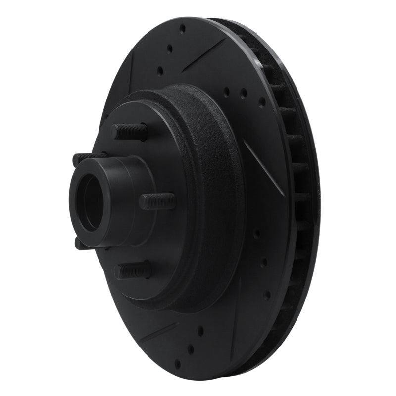 R1 Concepts R1 70-72 Ford Galaxie 500 Front Left Drilled & Slotted Black Brake Rotor