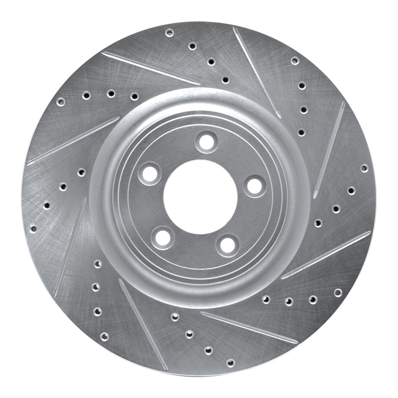 R1 Concepts R1 06-21 Jaguar XKR Front Right Drilled & Slotted Silver Brake Rotor