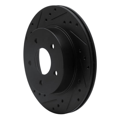 R1 Concepts R1 87-89 Nissan 300ZX Turbo Rear Left Drilled & Slotted Black Brake Rotor