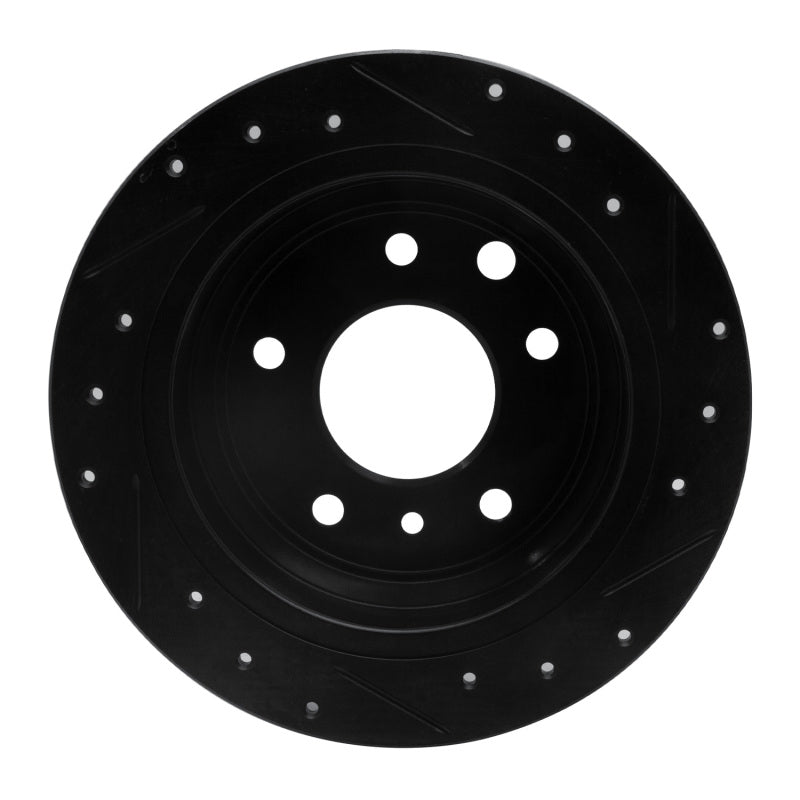 R1 Concepts R1 86-89 Jaguar Vanden Plas Rear Left Drilled & Slotted Black Brake Rotor