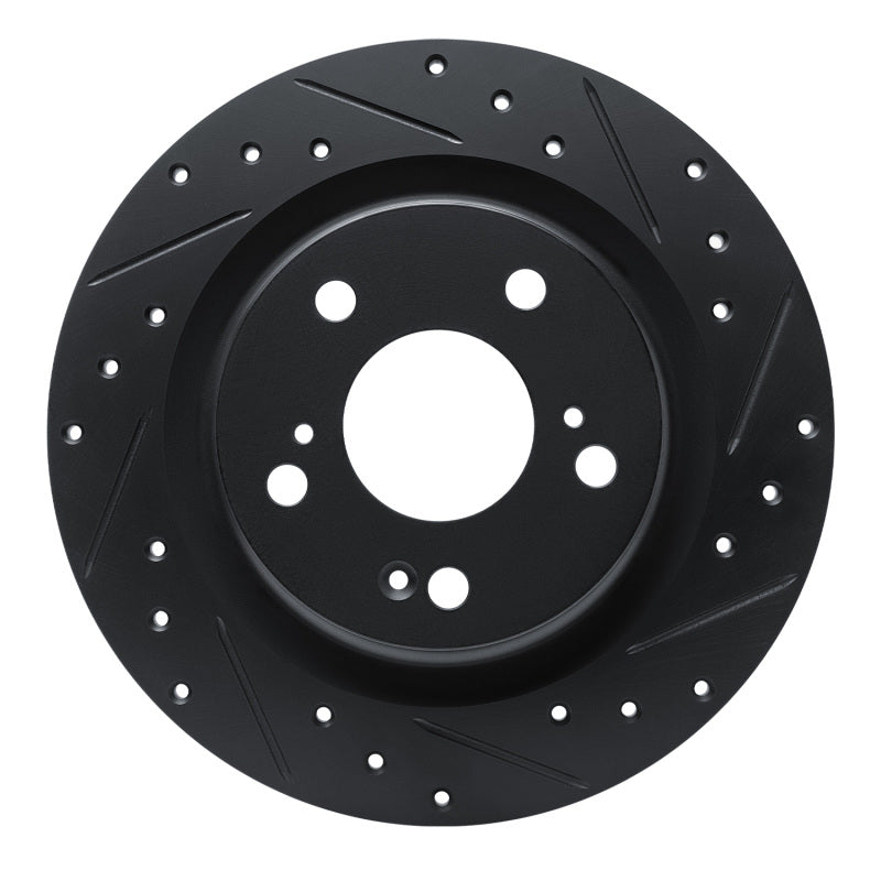 R1 Concepts R1 17-25 Acura Integra Rear Right Drilled & Slotted Black Brake Rotor