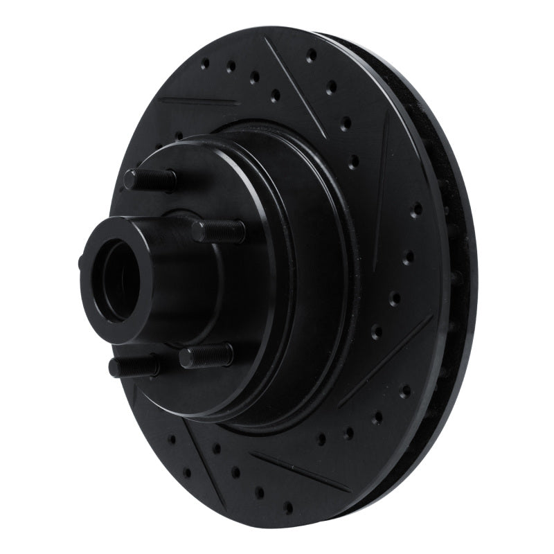 R1 Concepts R1 74-84 Chrysler Imperial Front Right Drilled & Slotted Black Brake Rotor