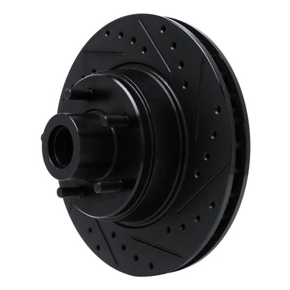 R1 Concepts R1 74-84 Chrysler Imperial Front Right Drilled & Slotted Black Brake Rotor