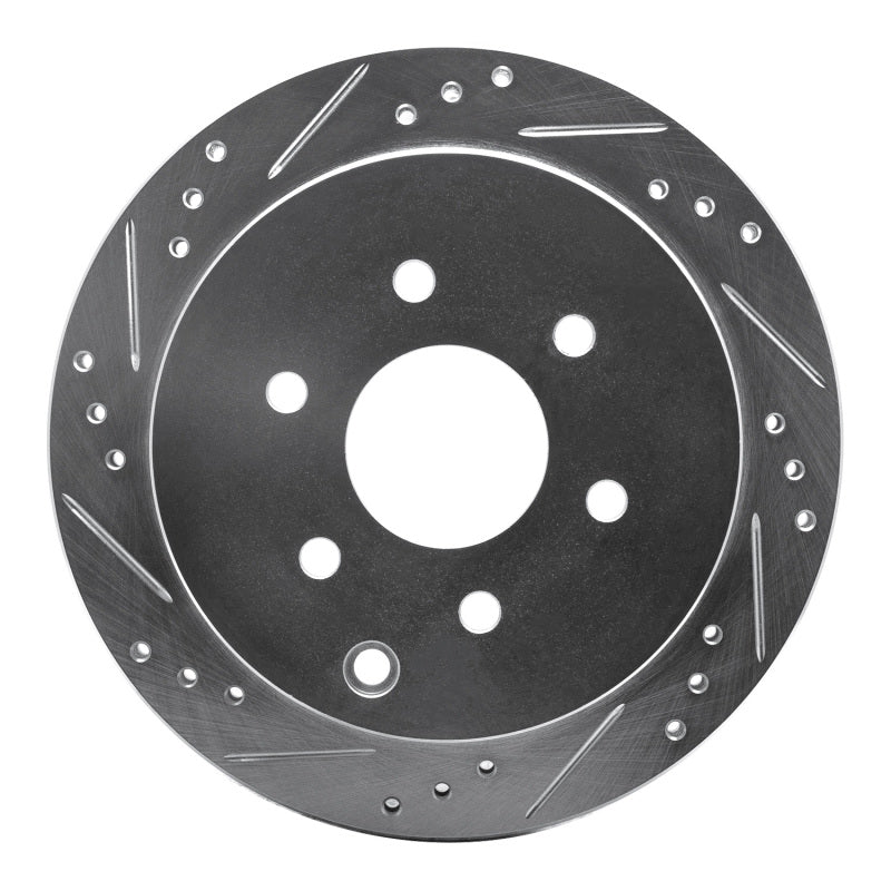 R1 Concepts R1 05-25 Nissan Frontier Rear Left Drilled & Slotted Silver Brake Rotor