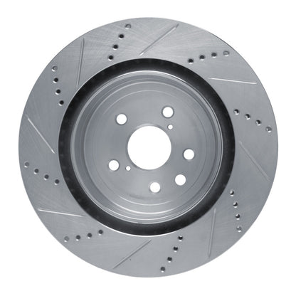 R1 Concepts R1 15-22 Lexus GS F Right Rear Drilled & Slotted Silver Brake Rotor
