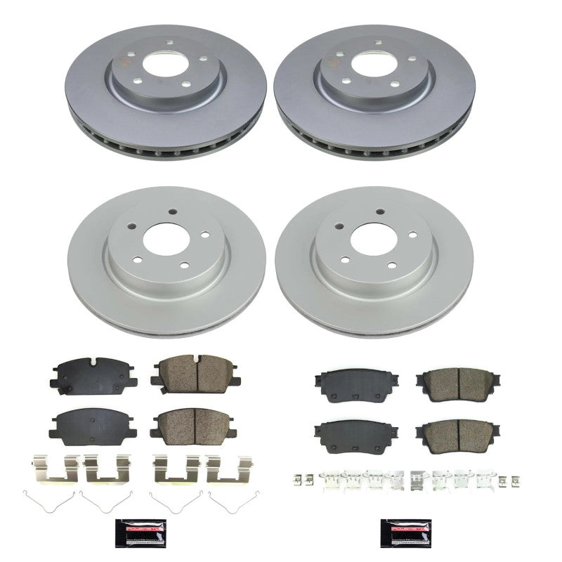 PowerStop Power Stop 2021 Nissan Rogue Front & Rear Z17 Coated Brake Kit