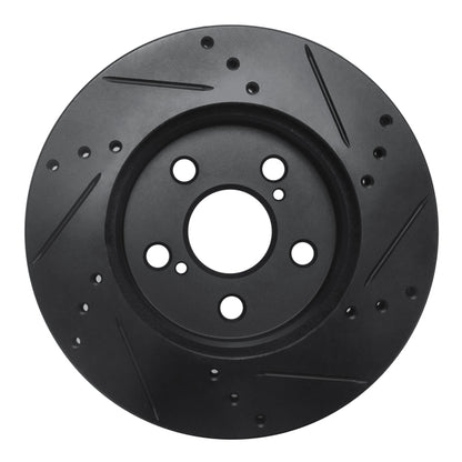 R1 Concepts R1 16-22 Toyota Prius Front Left Drilled & Slotted Black Brake Rotor