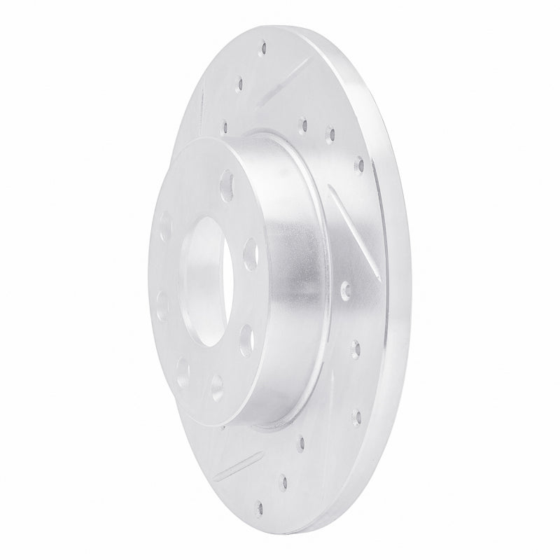 R1 Concepts R1 88-89 Pontiac LeMans Front Right Drilled & Slotted Silver Brake Rotor