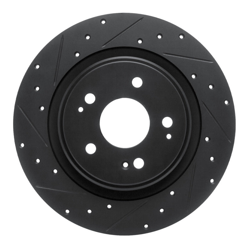R1 Concepts R1 17-20 Acura MDX Rear Left Drilled & Slotted Black Brake Rotor