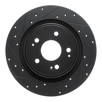 R1 Concepts R1 17-20 Acura MDX Rear Left Drilled & Slotted Black Brake Rotor