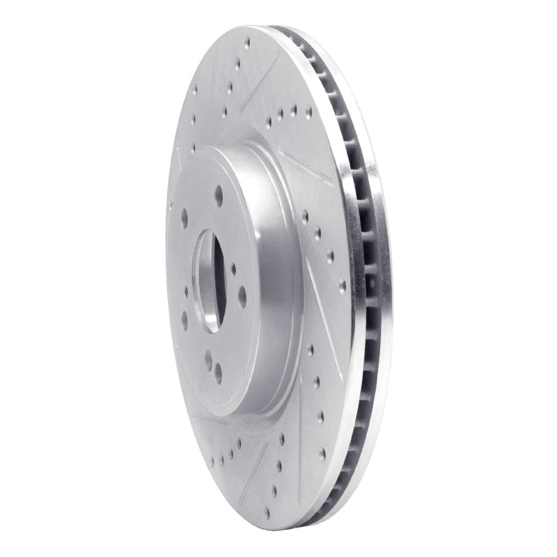 R1 Concepts R1 2013-2025 Acura ADX Front Left Drilled & Slotted Silver Brake Rotor