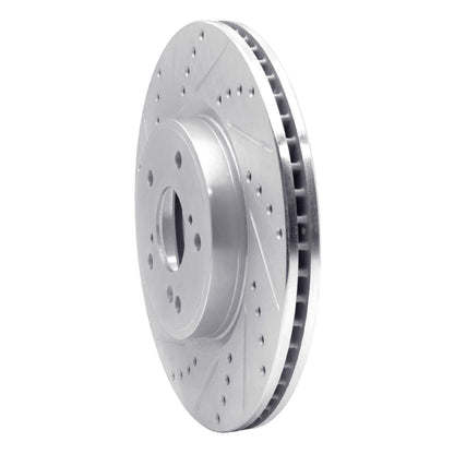 R1 Concepts R1 2013-2025 Acura ADX Front Left Drilled & Slotted Silver Brake Rotor