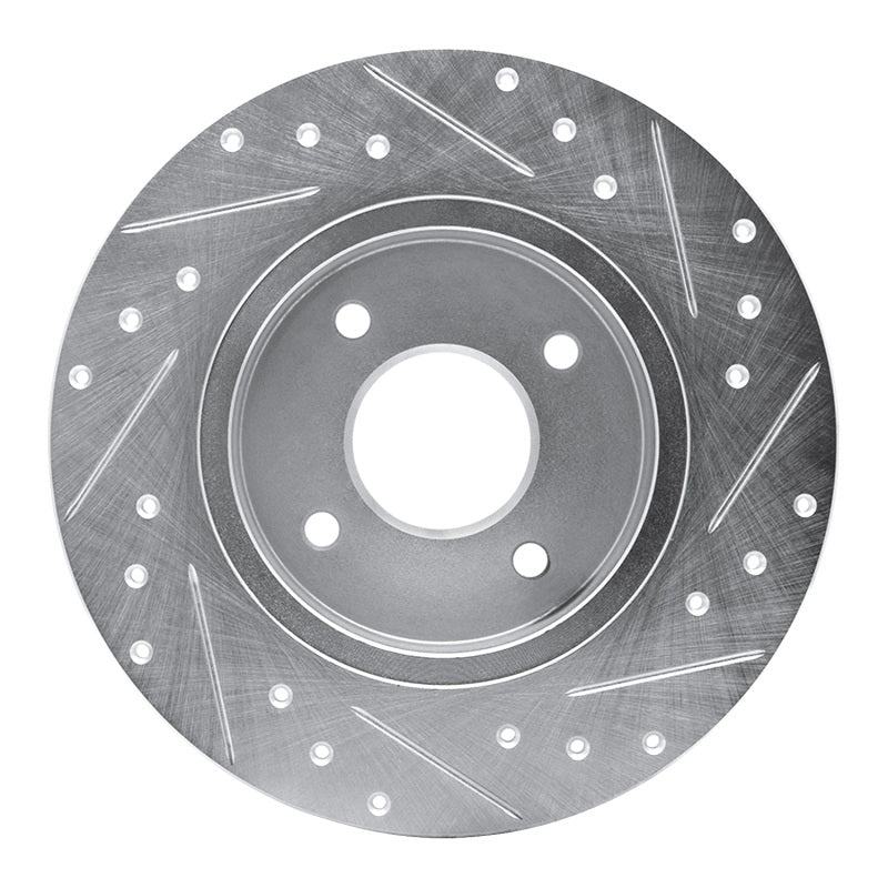 R1 Concepts R1 84-85 Nissan 300ZX Rear Left Drilled & Slotted Silver Brake Rotor