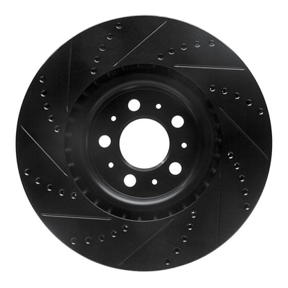 R1 Concepts R1 04-07 Volvo V70 Front Right Drilled & Slotted Black Brake Rotor