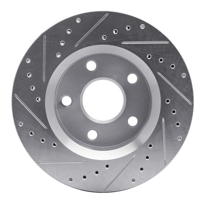 R1 Concepts R1 07-18 Jeep Wrangler Front Right Drilled & Slotted Silver Brake Rotor