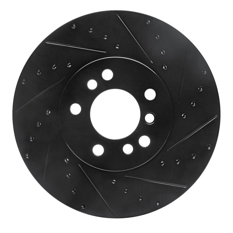 R1 Concepts R1 00-06 BMW X5 Front Right Drilled & Slotted Black Brake Rotor