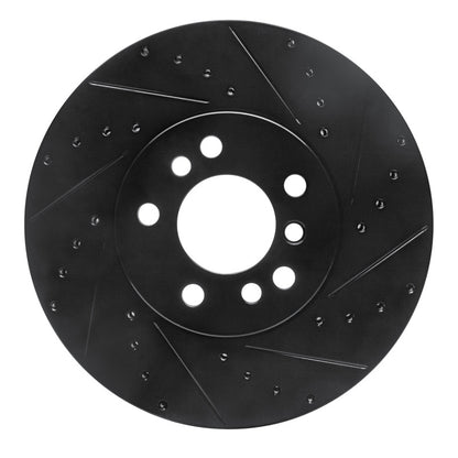 R1 Concepts R1 00-06 BMW X5 Front Right Drilled & Slotted Black Brake Rotor