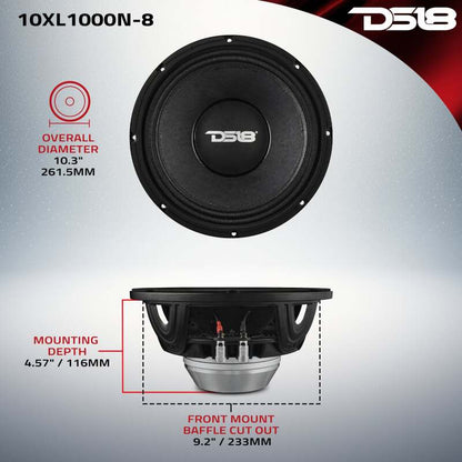 DS18 10in 500 Watts RMS Neodymium 8 ohm Mid-Range Loudspeaker