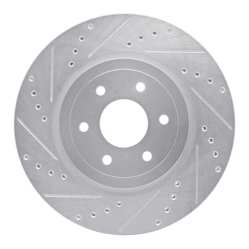 R1 Concepts R1 08-11 Nissan Pathfinder Front Left Drilled & Slotted Silver Brake Rotor