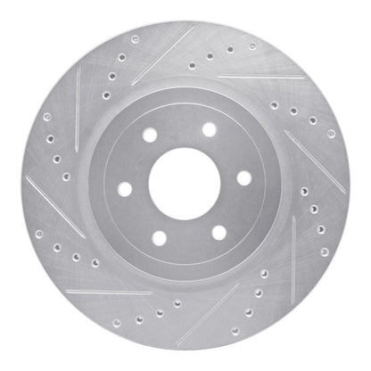 R1 Concepts R1 08-11 Nissan Pathfinder Front Left Drilled & Slotted Silver Brake Rotor