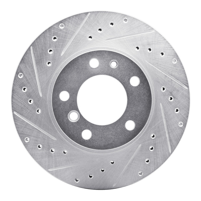 R1 Concepts R1 87-95 BMW 735IL Front Left Drilled & Slotted Silver Brake Rotor